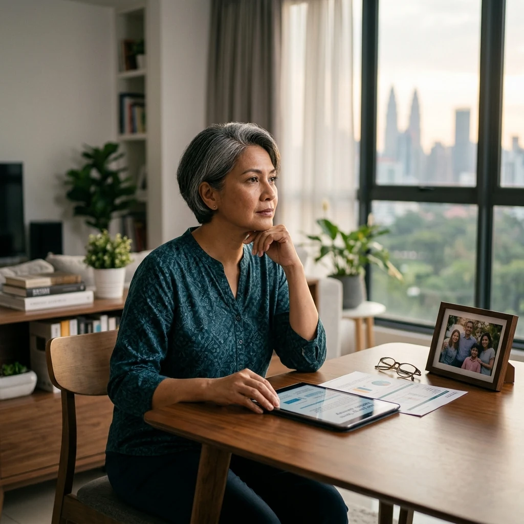 Middle-aged Malaysian adult thinking thoughtfully about long-term brain health