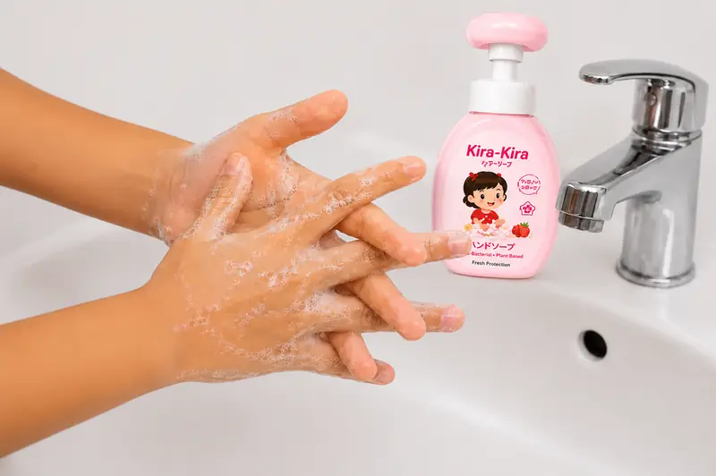 Cleaning each finger and between the fingers.