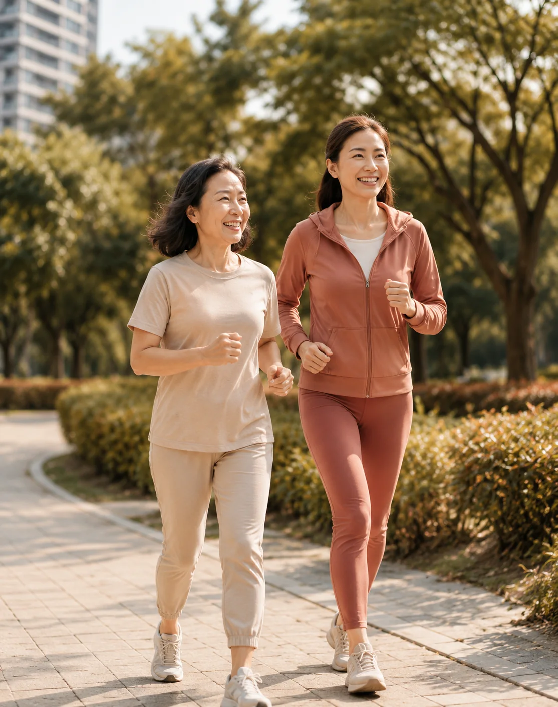 Women enjoying a walk in the park
